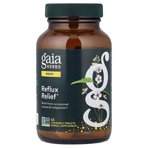 Gaia Herbs, Reflux Relief®, 45 kauwtabletten