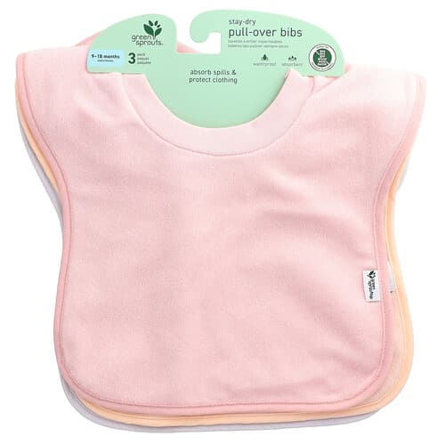 Green Sprouts, Stay-Dry Pull-Over Slabbetjes, 9-18 Maanden, 3-Pack