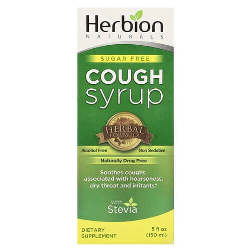 Herbion Naturals, Suikervrije hoestsiroop met stevia, alcoholvrij, 150 ml