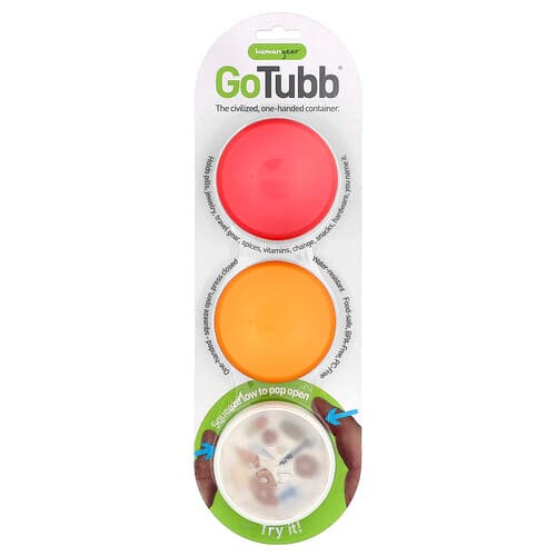 Humangear, GoTubb®-containers, transparant, oranje, rood, 3-pack