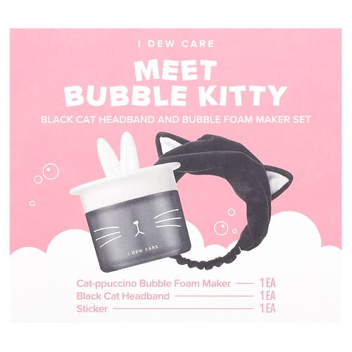I Dew Care, Maak kennis met Bubble Kitty, Black Cat hoofdband en Bubble Foam Maker Set, 3-delige set