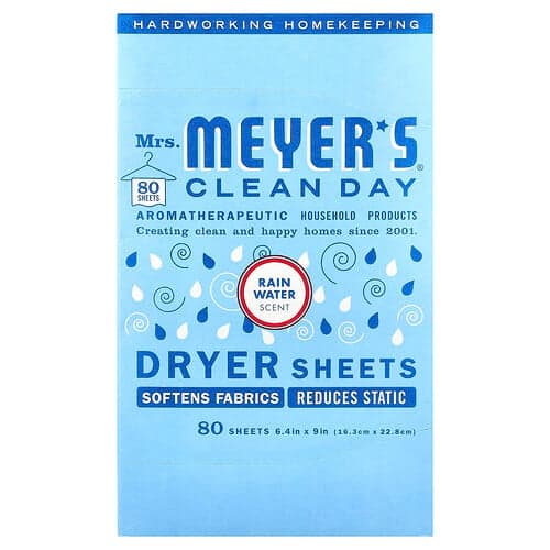 Mrs. Meyers Clean Day, Droogtrommeldoekjes, regenwater, 80 velletjes