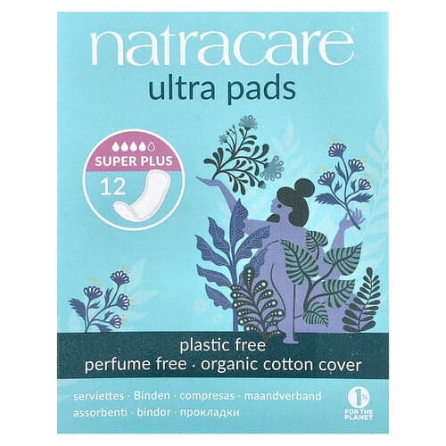 Natracare, Ultra Pads, hoes van biologisch katoen, Super Plus, 12 pads