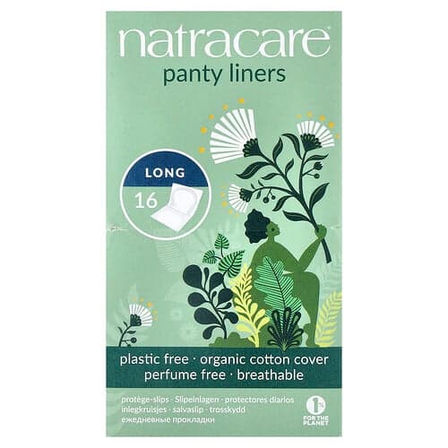 Natracare, Inlegkruisjes, biologisch katoenen hoes, lang, 16 inlegkruisjes