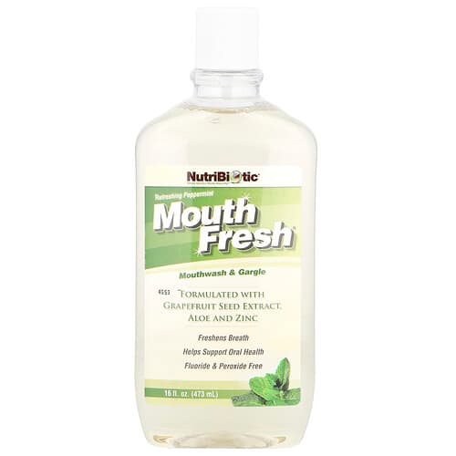 NutriBiotic, Mouth Fresh®, mondwater en gorgeldrank, verfrissende pepermunt, 473 ml