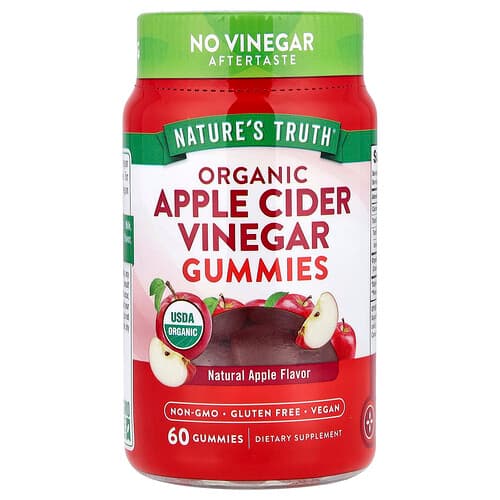 Nature's Truth, Biologische appelazijngummies, natuurlijke appel, 60 gummies