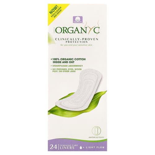 Organyc, Inlegkruisjes van biologisch katoen, Light Flow, 24 inlegkruisjes