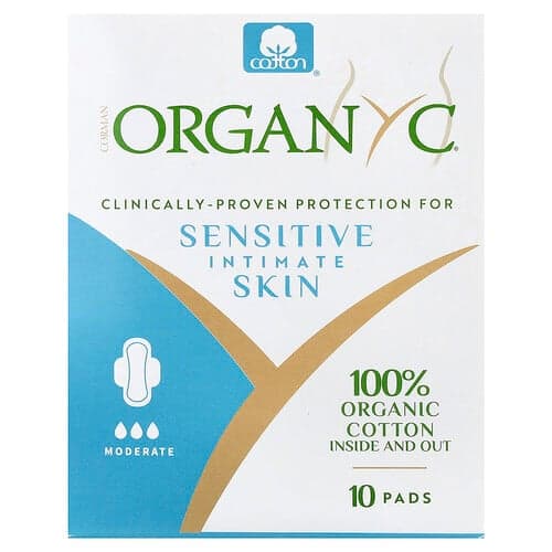 Organyc, Biologisch katoenen pads, matige stroom, 10 pads