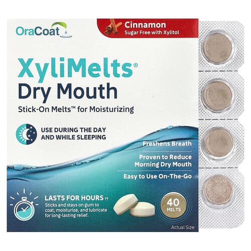 OraCoat, XyliMelts® Droge Mond, Kaneel, 40 Melts