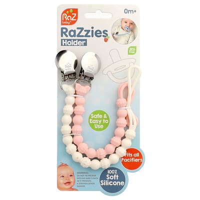 RaZbaby, RaZzies speenhouder, 0m+, roze/beige, 2 houders