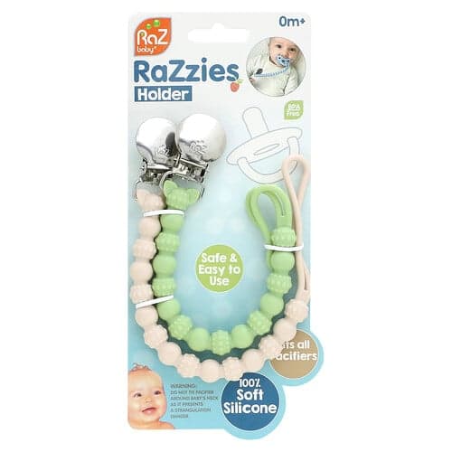 RaZbaby, RaZzies fopspeenhouder, 0m+, groen/beige, 2 houders