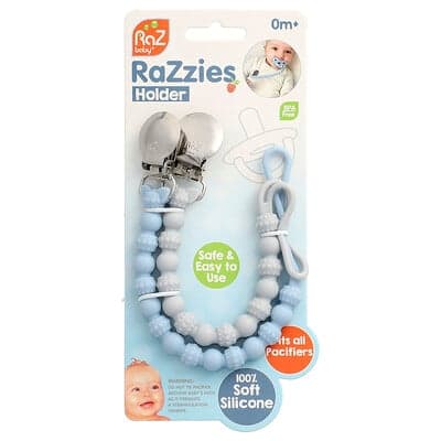 RaZbaby, RaZzies speenhouder, 0m+, blauw/grijs, 2 houders