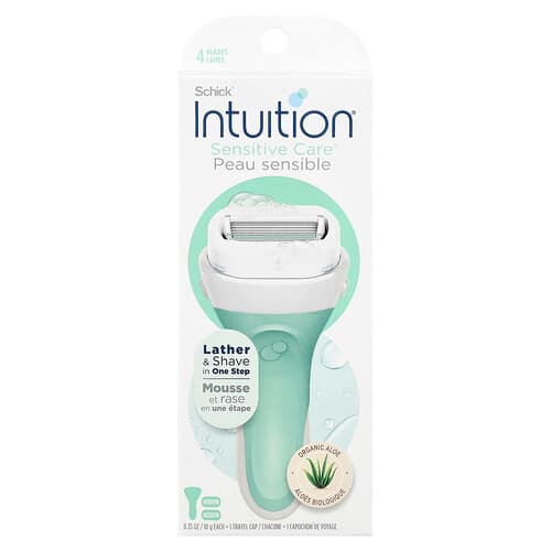 Schick, Intuition®, Sensitive Care®, biologische aloë, 1 scheermesje, 2 cartridges