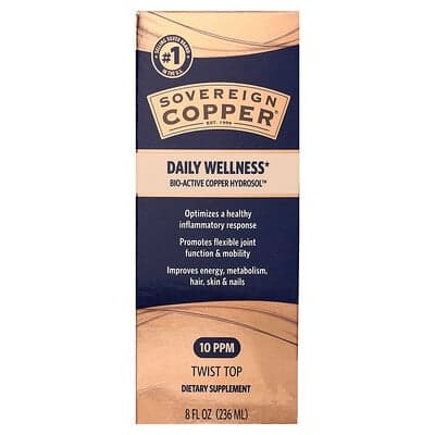 Sovereign Silver, Bio-actieve koperhydrosol™, 10 ppm, 8 fl oz (236 ml)