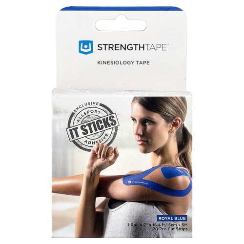 Strengthtape, Kinesiologie Tape, Koningsblauw, 20 Voorgesneden Strips