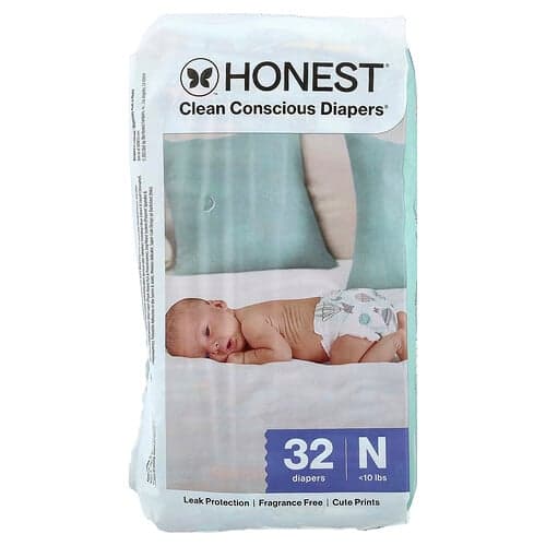 The Honest Company, Clean Conscious Diapers® Newborn, <10 lbs, Above It All, 32 luiers