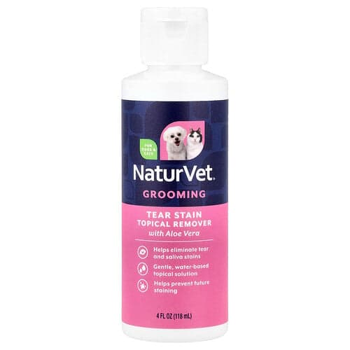 NaturVet, Traanvlekkenverwijderaar, topische aloë, voor honden en katten, 118 ml