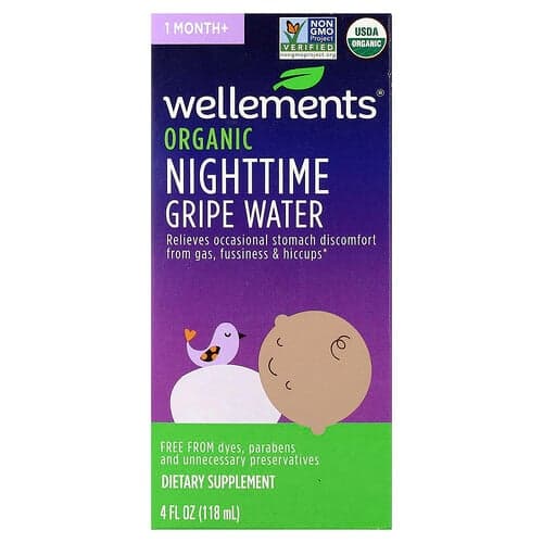 Wellements, Biologisch nachtwater tegen darmkrampjes, vanaf 1 maand oud, 118 ml