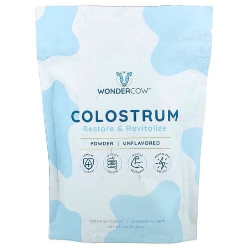 Wondercow, Colostrumpoeder, ongeparfumeerd, 30 zakjes, elk 0,07 oz (2 g)