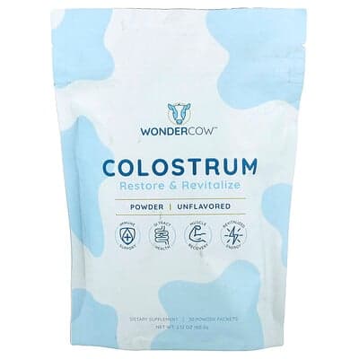 Wondercow, Colostrumpoeder, ongeparfumeerd, 30 zakjes, elk 0,07 oz (2 g)