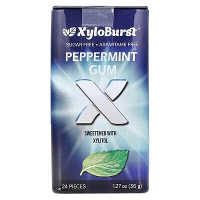 Xyloburst, Xylitolkauwgom, pepermunt, 24 stuks, 36 g