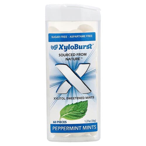 Xyloburst, Pepermuntbonbons gezoet met xylitol, 60 stuks, 36 g