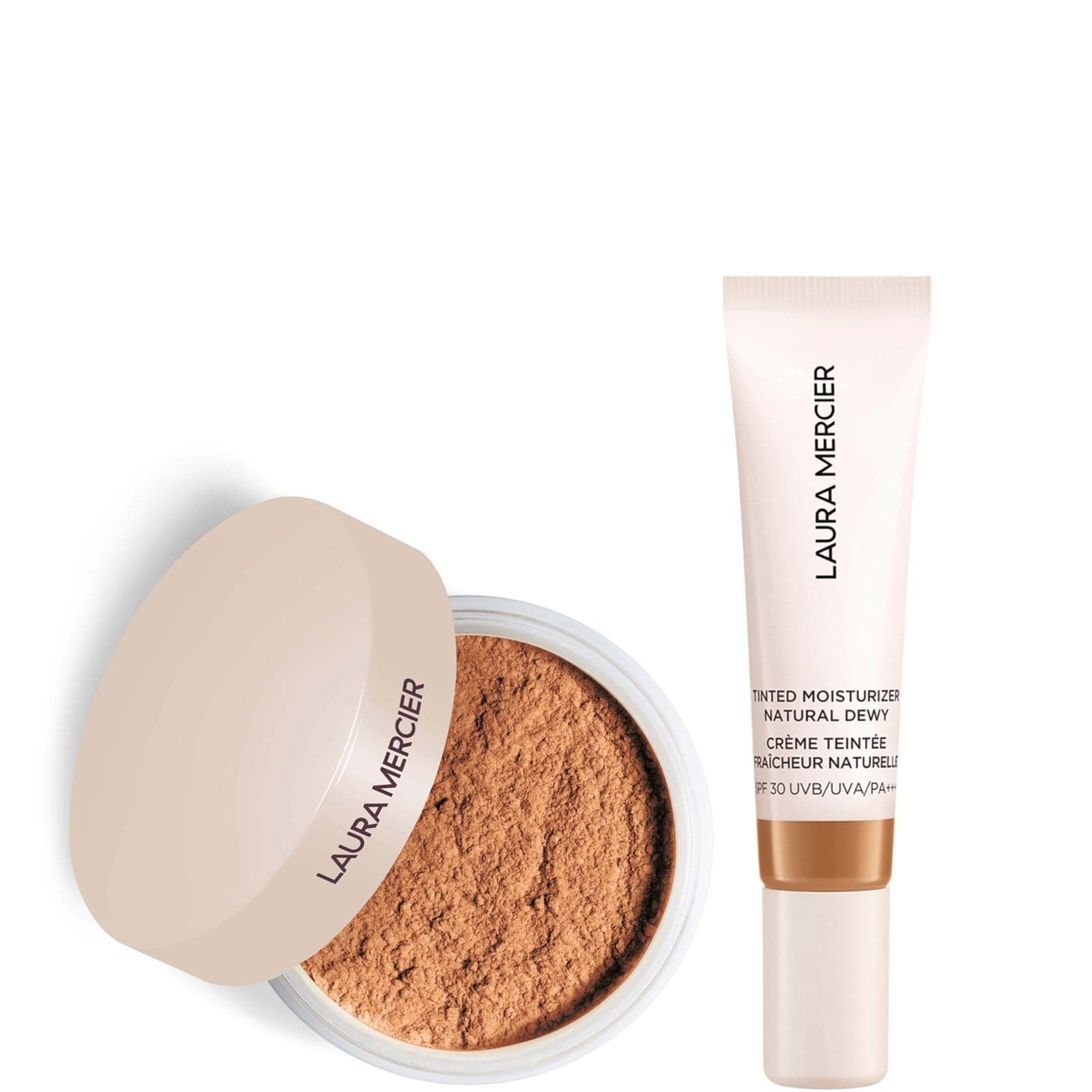 Laura Mercier Mini Translucent Loose Setting Powder Ultra Blur and Travel Size Tinted Moisturiser Dewy Duo (various shades) - 5N Clay