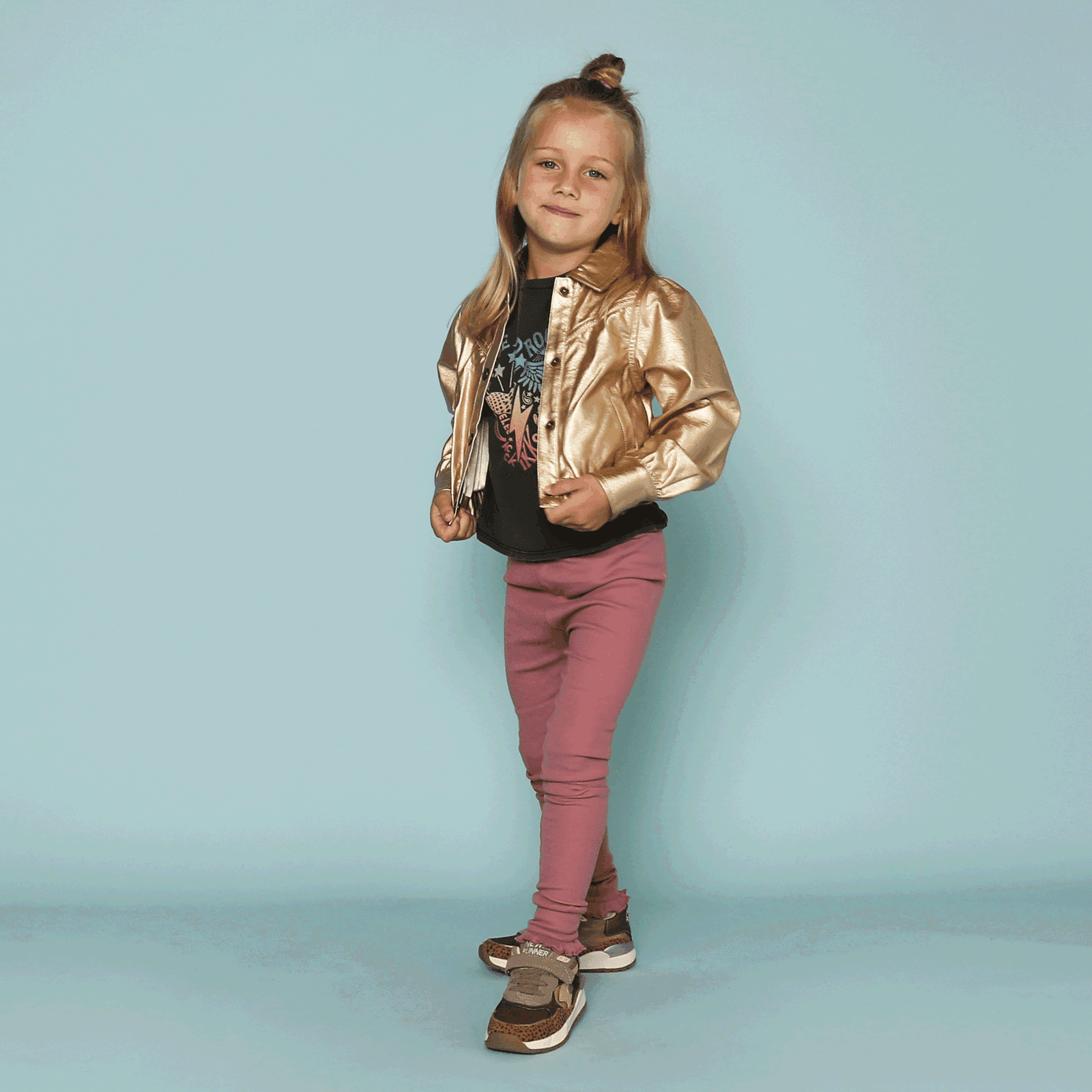 Shoesme bronzen sneaker Meisjes | Mesh/Metallic/Microfiber nubuck/Suède | Maat 27