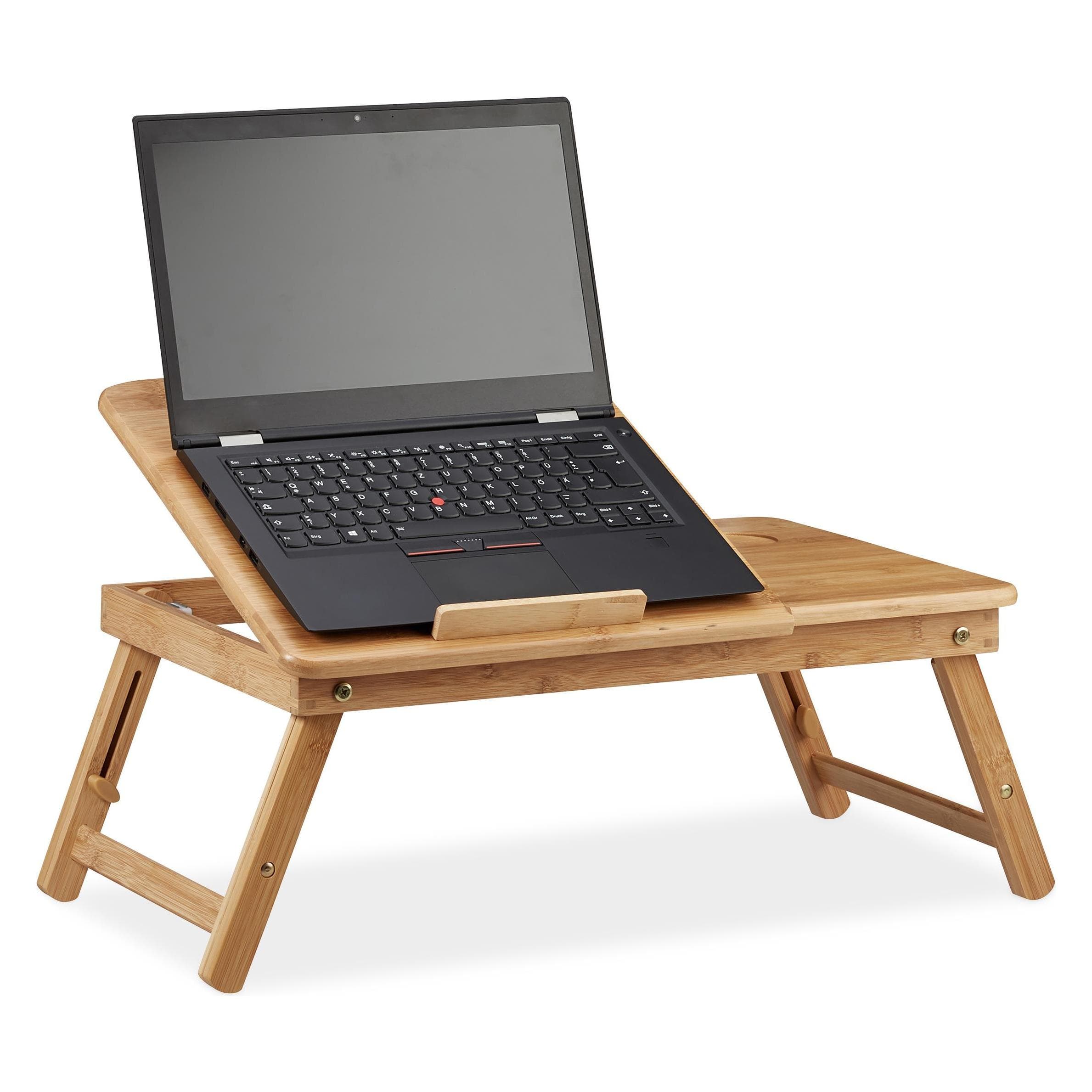 Relaxdays Laptop tafel, Notebookstandaard, Bruin