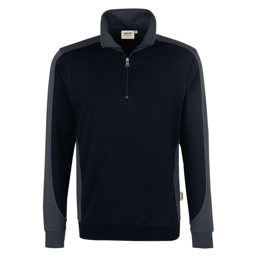 Hakro, Unisex, Pullover, Zip-Sweatshirt Contrast MIKRALINAR , Schwarz, (XXL)