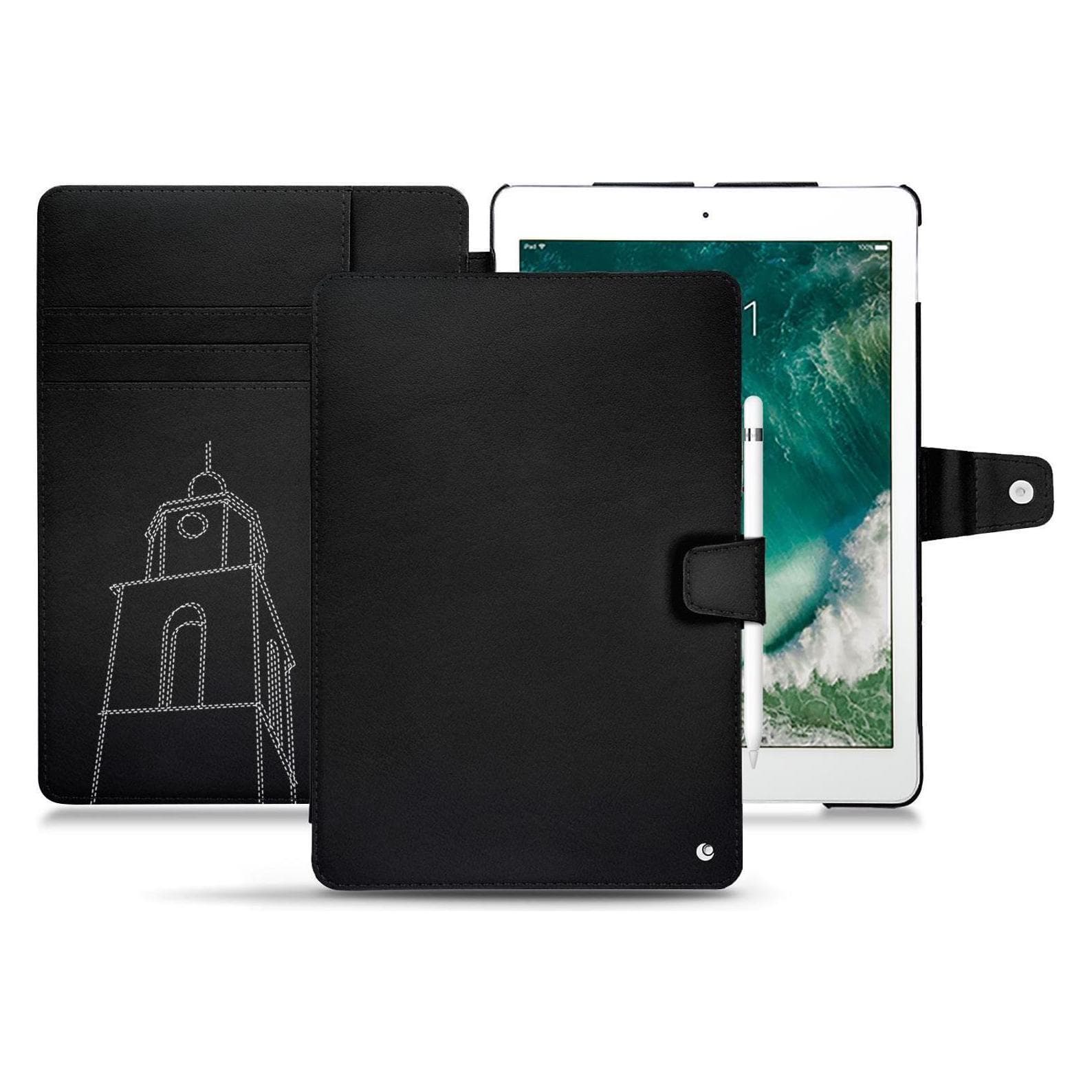 Noreve Leren Portemonnee (Apple iPad Pro 10.5 2017), Tablethoes, Zwart