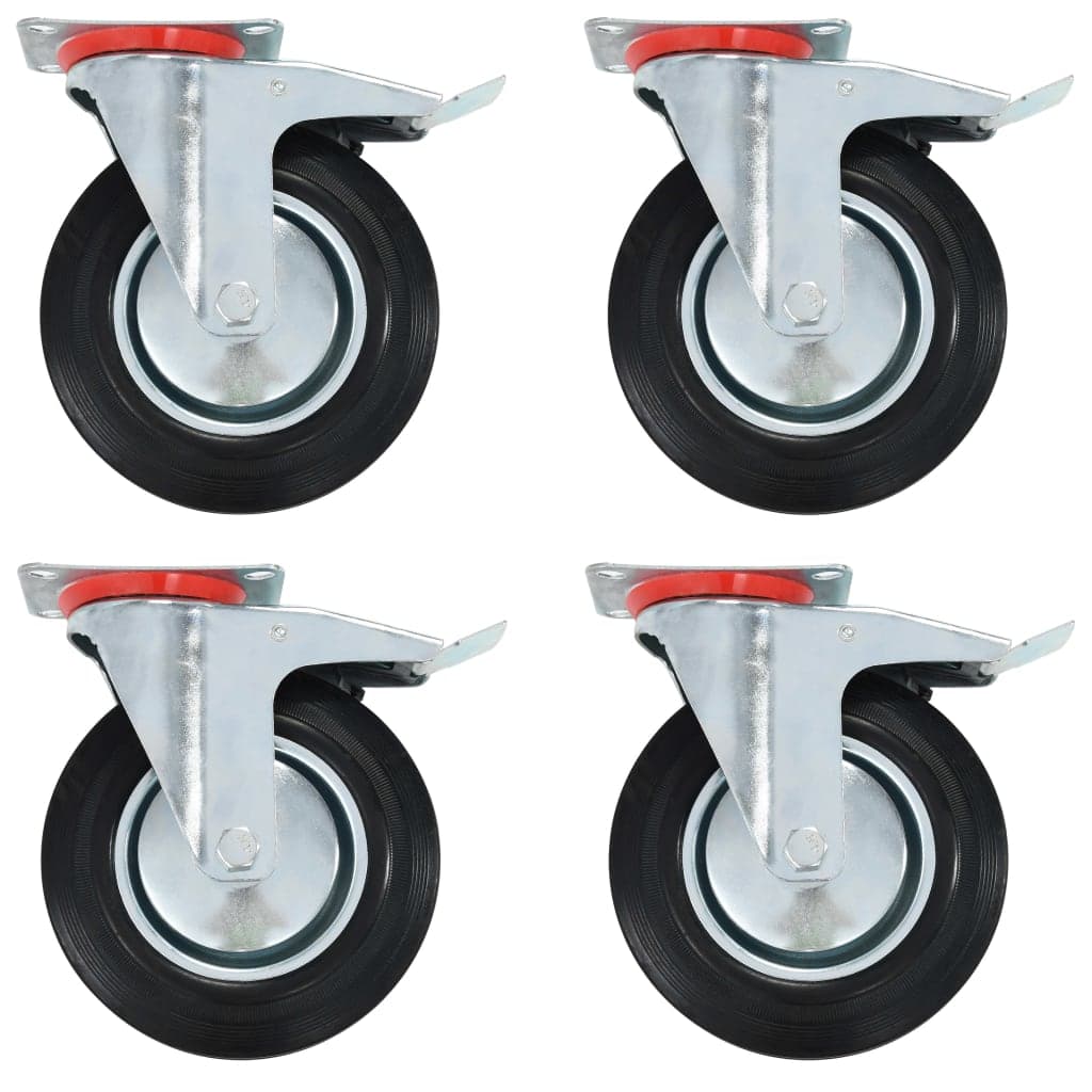 VidaXL Zwenkwielen met dubbele remmen 4 st 200 mm