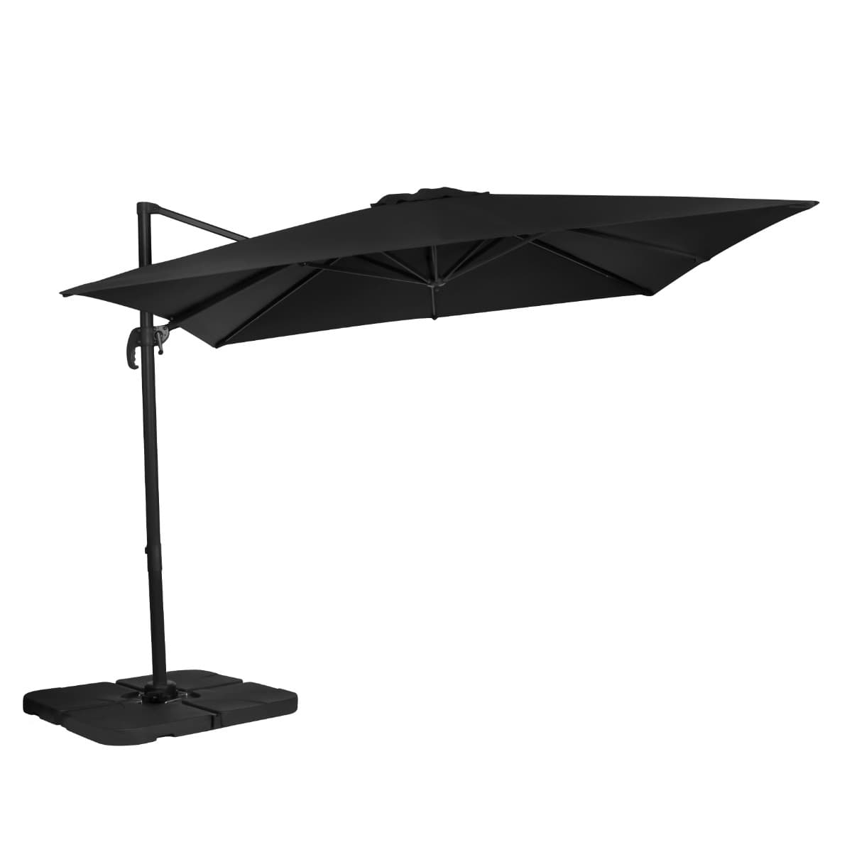 Zweefparasol Pisogne 300x300cm – Premium parasol – Zwart | Incl. 4 vulbare tegels