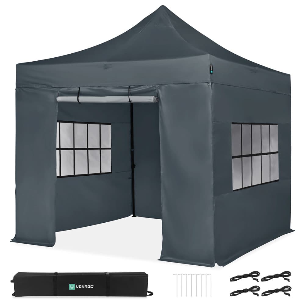 Partytent - 3x3m - Premium easy-up Partytent | set incl. Zijwanden - Grijs