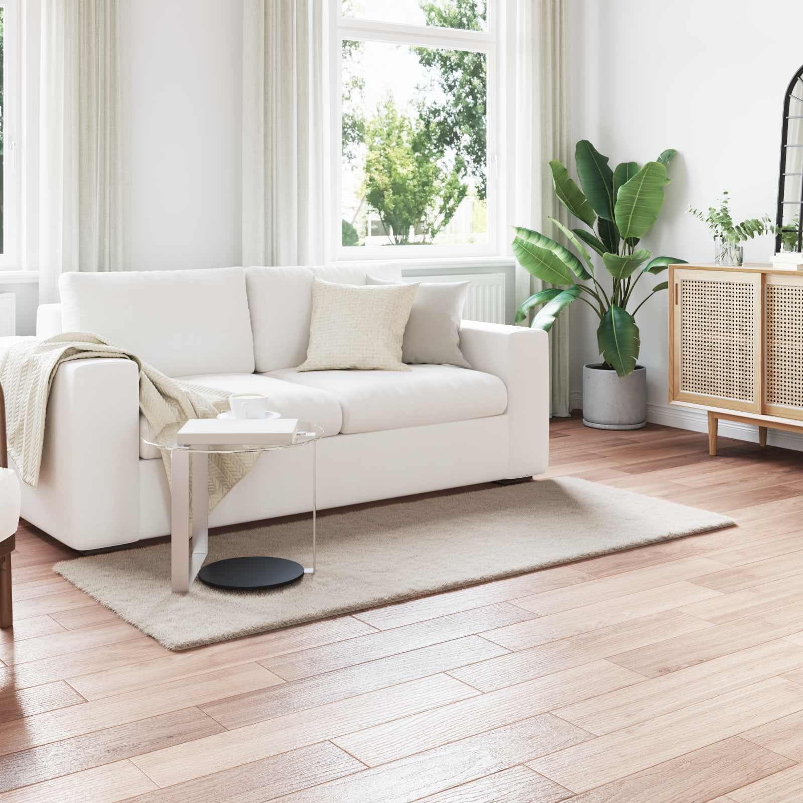 Antislip neplederen konijnenbont vloerkleed Olite Beige