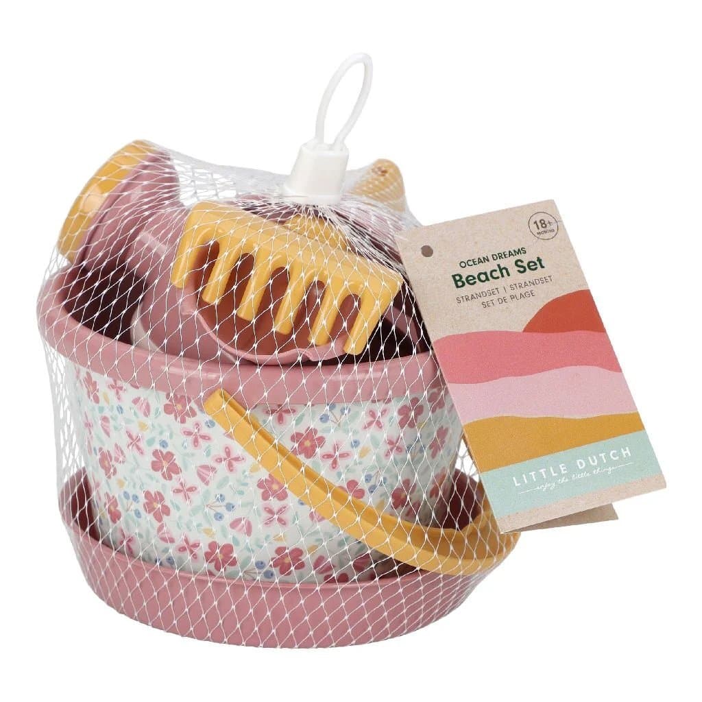 Little Dutch pink flower strandset 5-delig roze
