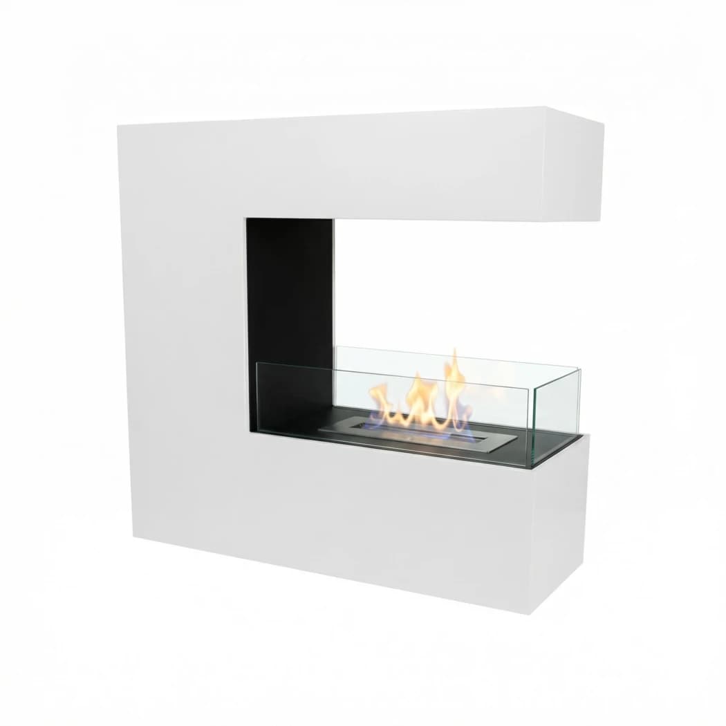 Topeka wit - Vrijstaande bio-ethanol roomdivider | Bioethanolhaard-shop.nl