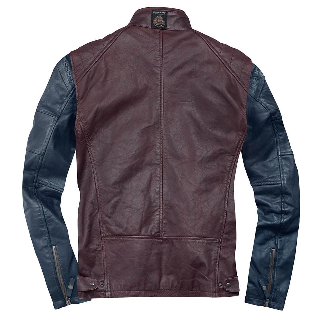 Black-Cafe London Firenze Rood Blauw Leren Motorjas Maat 52
