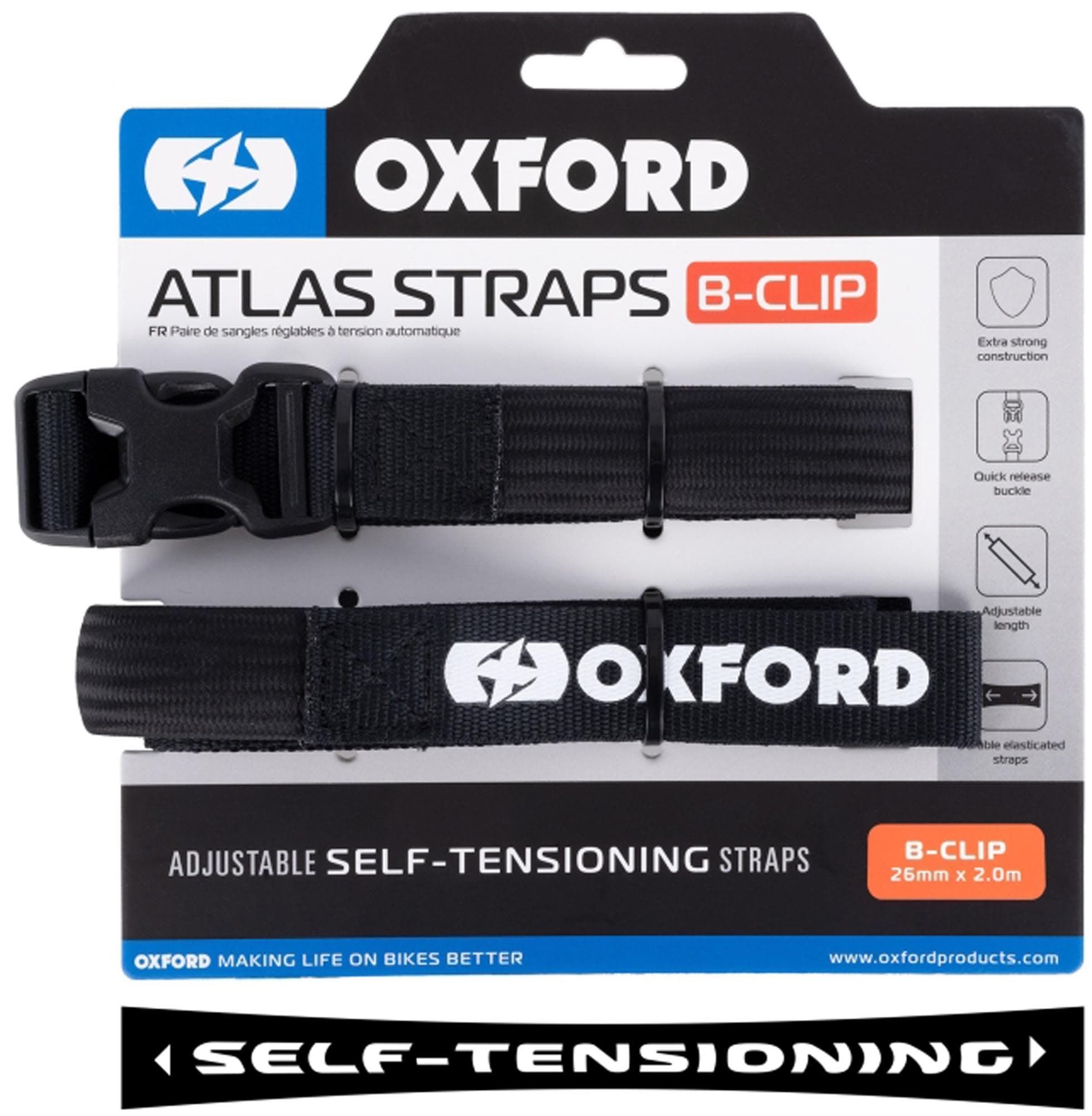 Oxford Atlas B-Clip 26mm Fastening Straps black Size