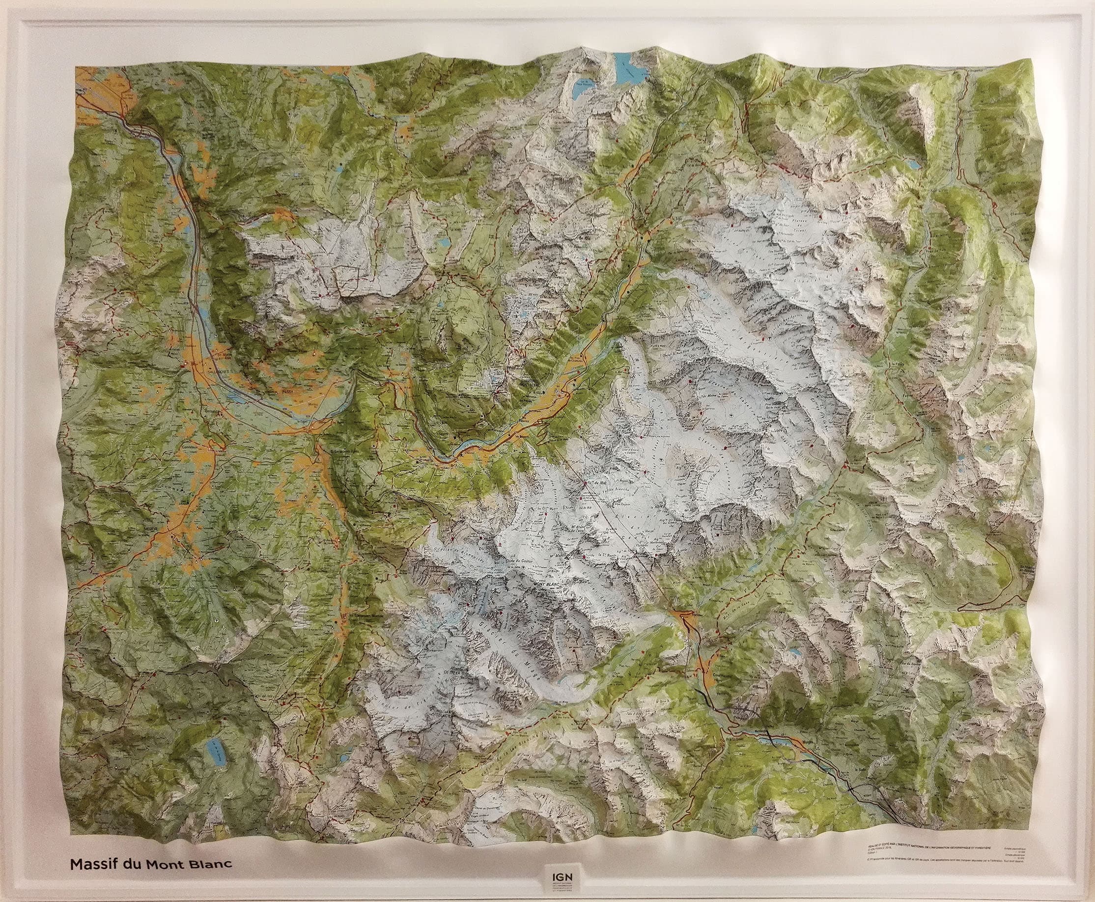Reliëfkaart Massif Mont Blanc met voelbaar 3D reliëf | 115 x 95 cm (97