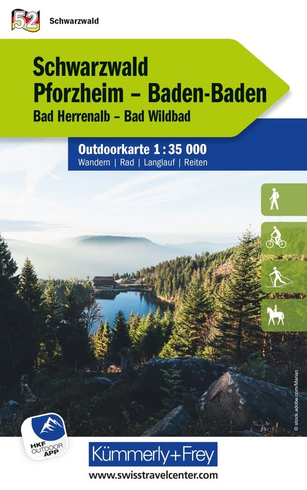 Wandelkaart 52 Outdoorkarte Schwarzwald, Pforzheim, Baden-Baden | Kümm