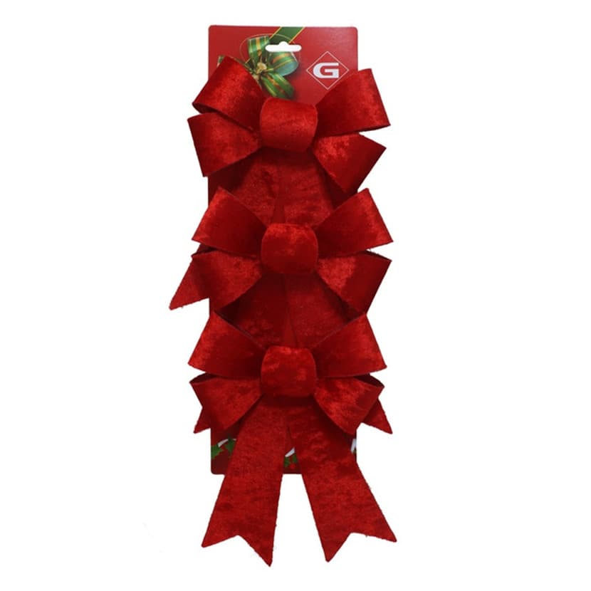 Gerimport kerststrikken -3x - velvet rood - 15x24 cm