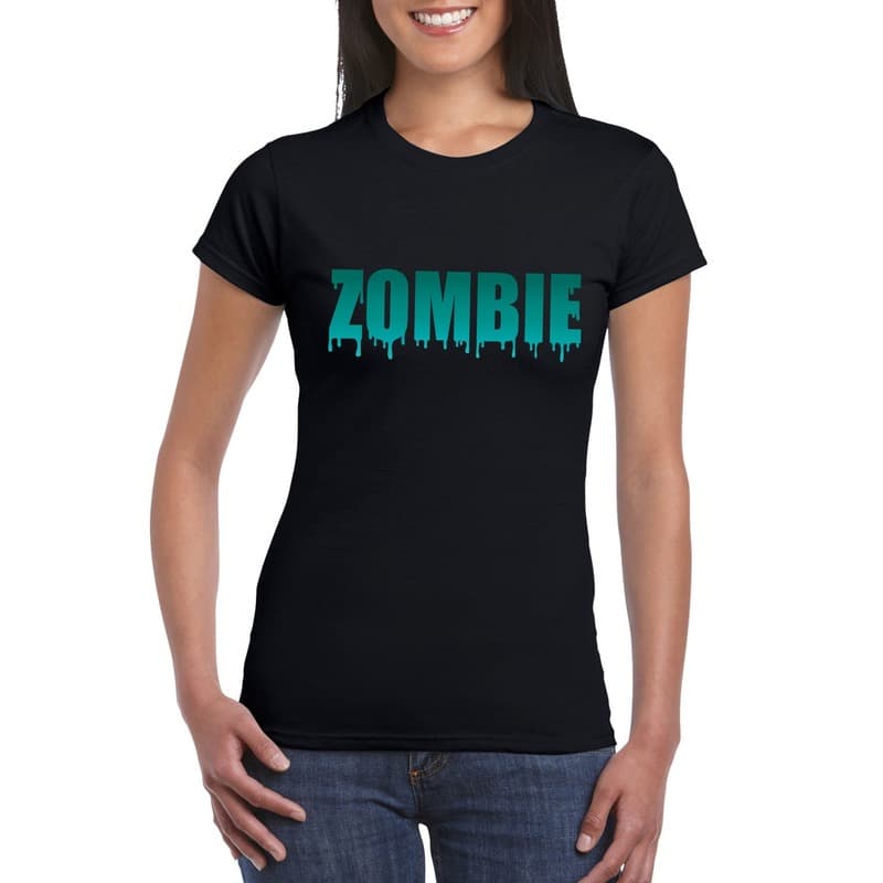 Halloween zombie shirt zwart dames 2XL -