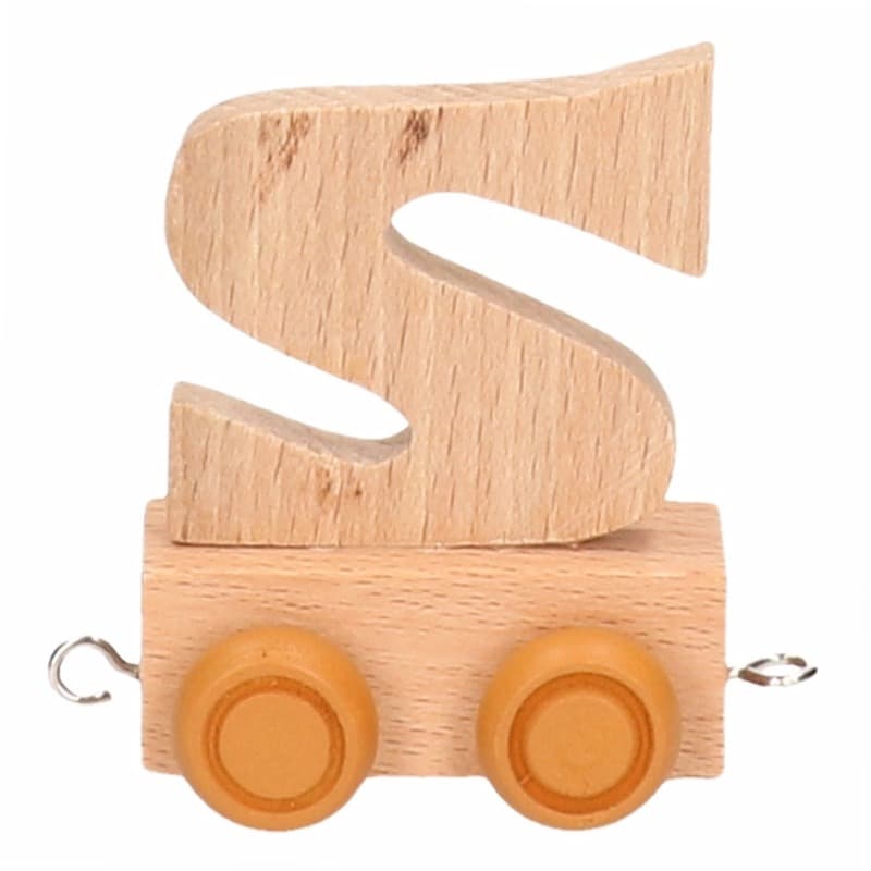 Houten letter treintje S -