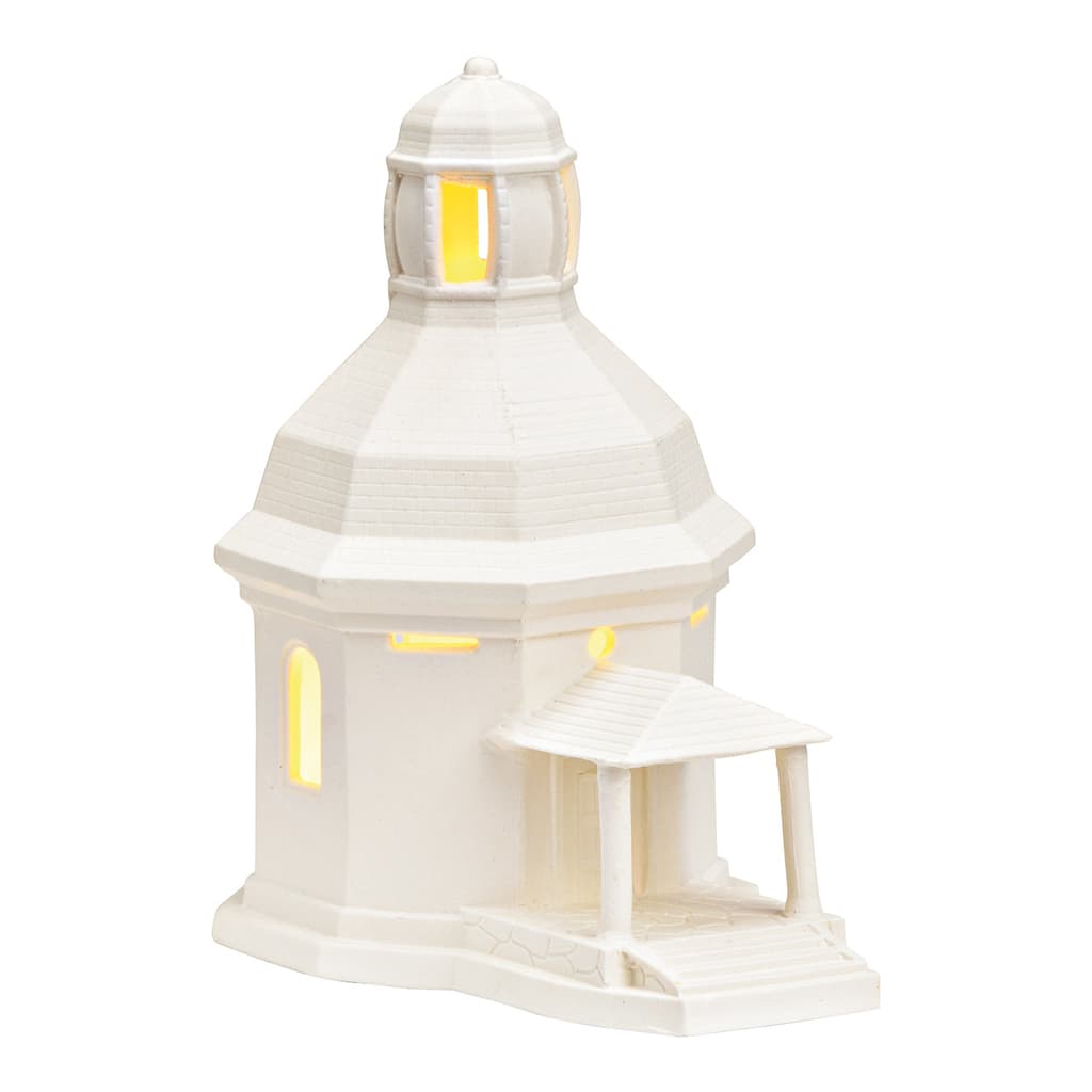 Wurm Lichthaus Stille Nacht Kirche Oberndorf bei Salzburg van porselein, wit (B/H/D) 9x15x14cm.