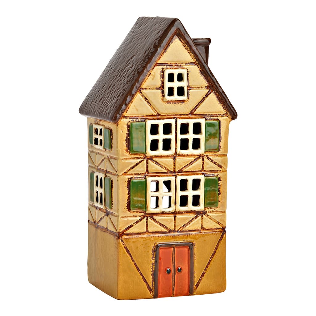 Lichthuis van aardewerk, Kleurrijk (B/H/D) 12x27x10cm