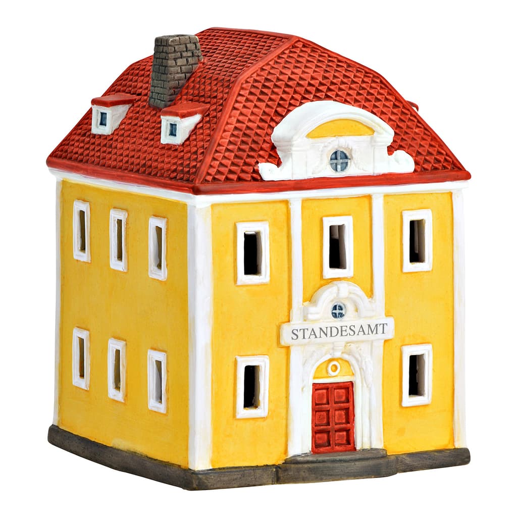 Wurm Lichthaus Standesamt Rees van porselein, geel/rood (B/H/D) 12x16x14cm