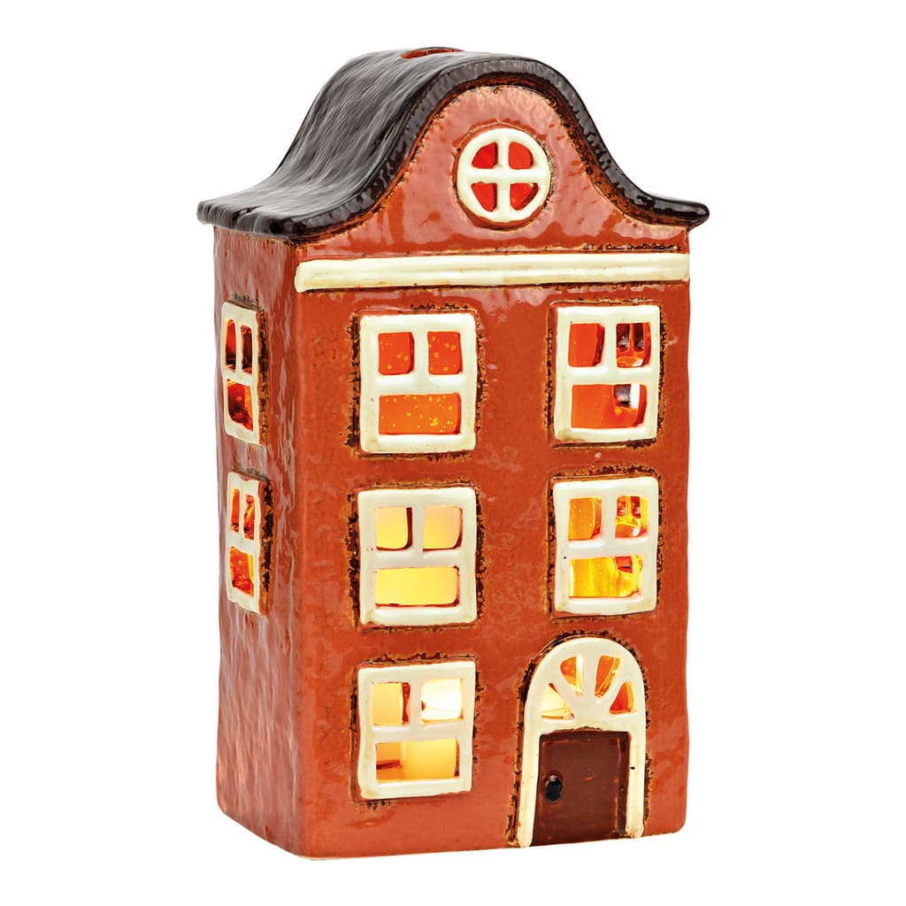 Lichthuis van aardewerk, rood (B/H/D) 13x22x9cm