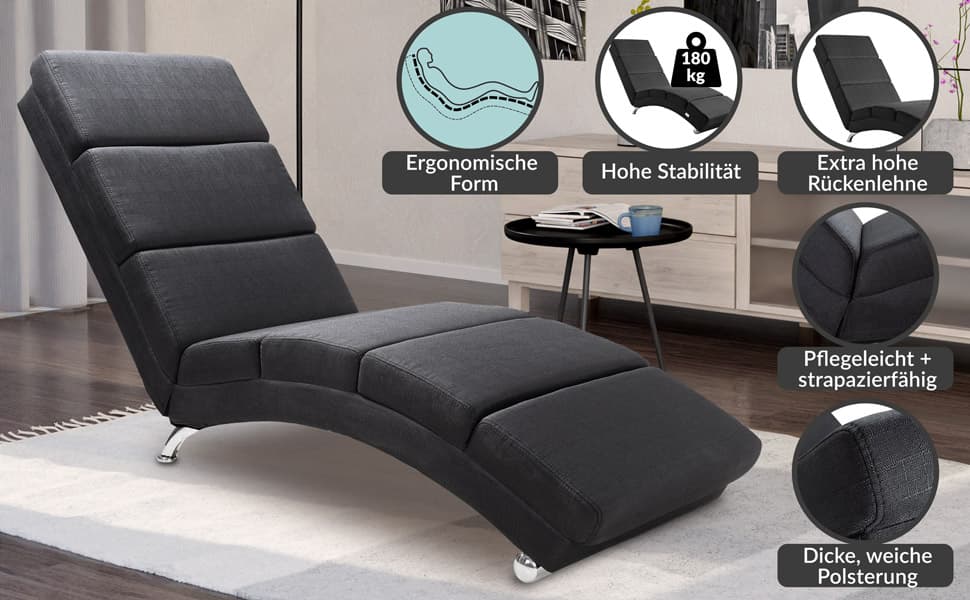 Lounger Londen Antraciet Geweven Stof