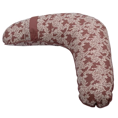 Nursing Pillow - Müsli - 75x35 cm - Organic Cotton - Reed - Print with Small Leaves